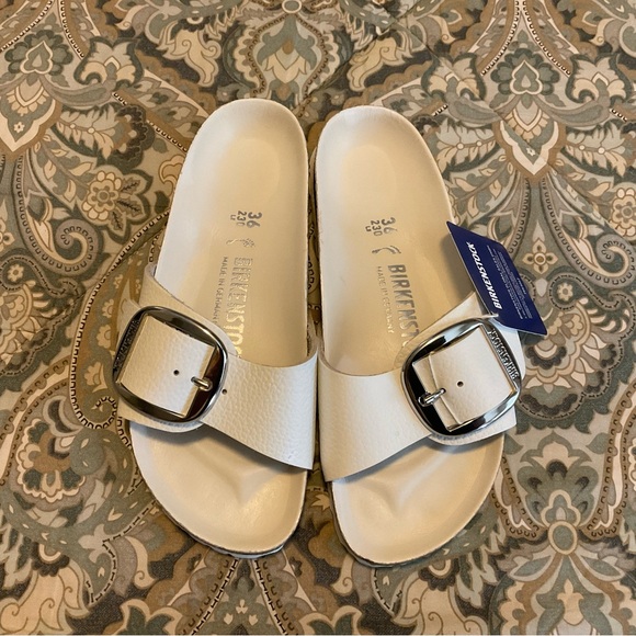 NWT Birkenstock Madrid Big Buckle White Leather Sz 36 US 5-5.5 Narrow - Picture 10 of 15